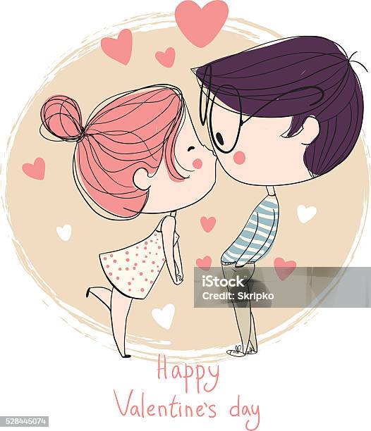 Valentines Day Boy And Girl Kissing Love Cards Stock Illustration - Download Image Now - Adult, Anniversary, Backgrounds