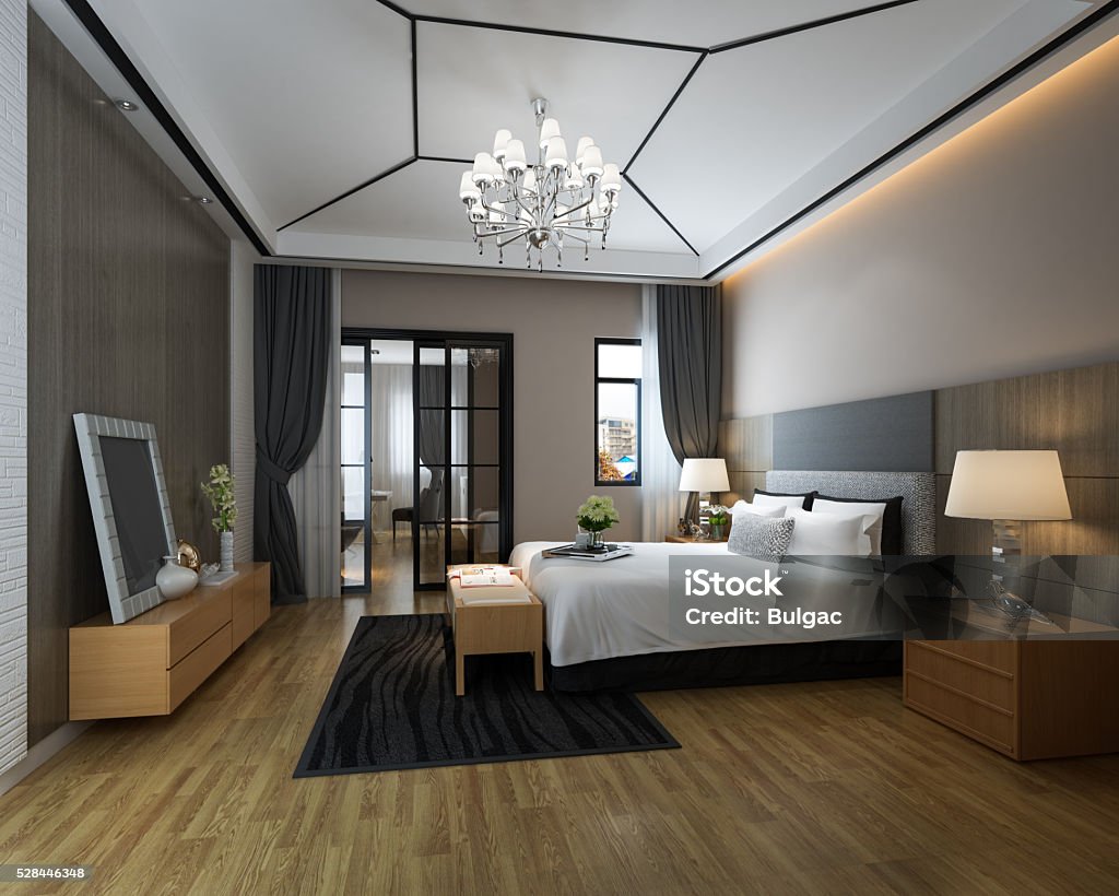 Moderna habitación Interior con ambiente - Foto de stock de Dormitorio - Habitación libre de derechos