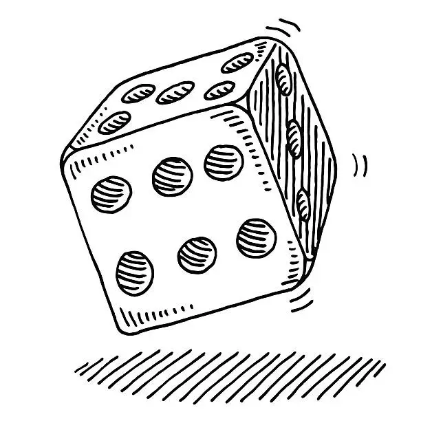 Vector illustration of Rolling Dice Drawing