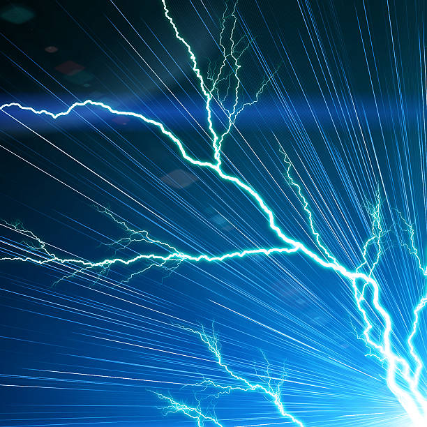 istock Electric flash of lightning on a blue background 528463937