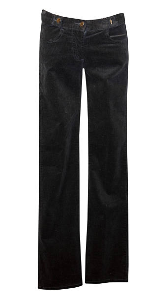 istock Black velvet jeans isolated on white 528464239