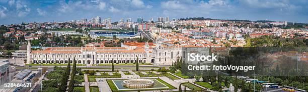 Lisbon Rosa Dos Ventos Square Jeronimos Monastery Aerial Panorama Portugal Stock Photo - Download Image Now