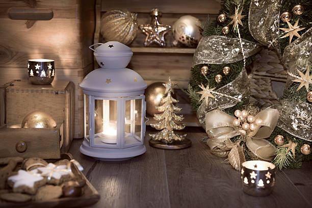 istock Christmas cookies and candles on decorated table 528465749