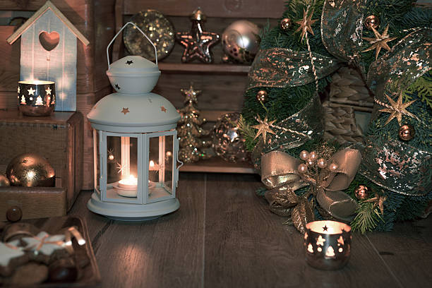 istock Christmas decoratons on vintage kitchen 528467005