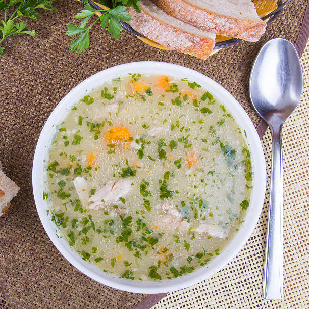 istock traditional barley soup in a white bowl with bread 528467075