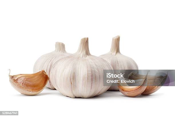 Garlic Isolated On White Stock Photo - Download Image Now - Food, Freshness, Garlic