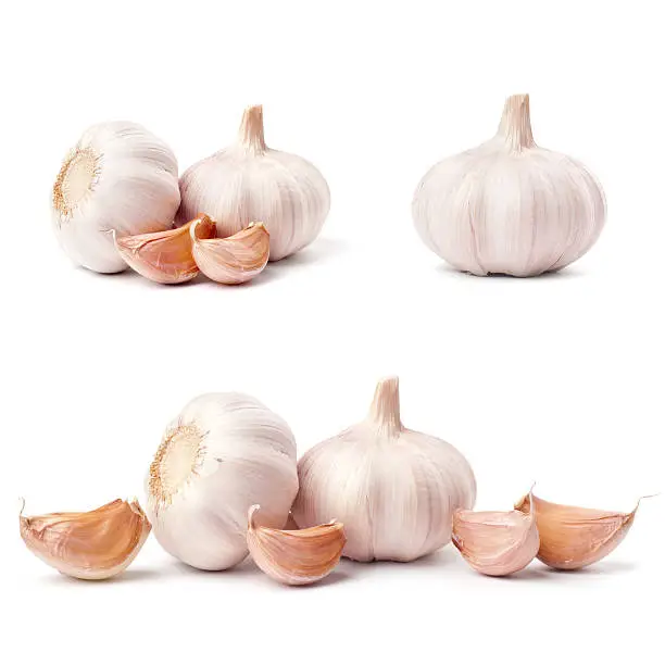 Photo of Garlic set isolated on white background