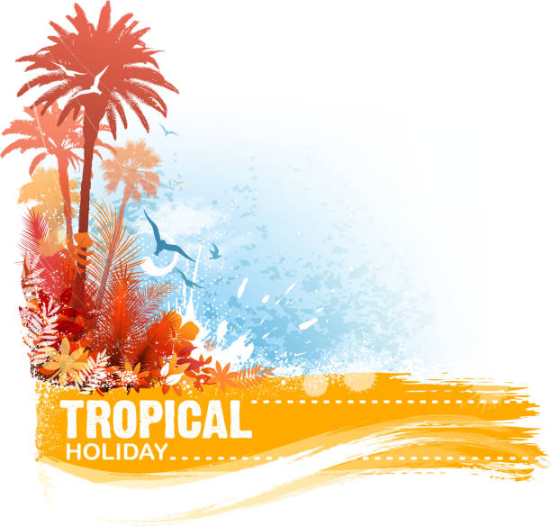 tropikalny baner - transparent sparse splashing water stock illustrations