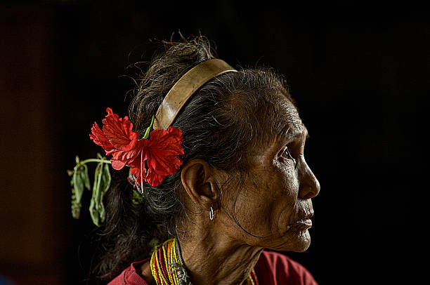 Old women of Mentawai stock photo