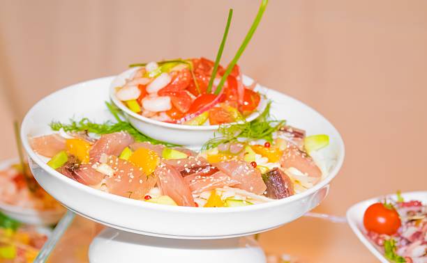 istock vegetable with shrimp and tomato near salmon 528482778