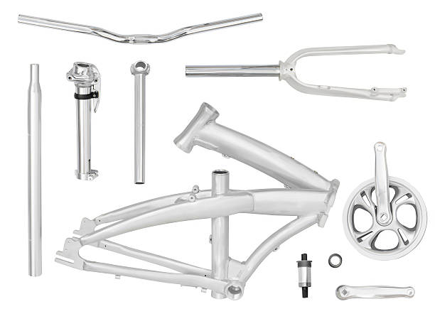Set of folding bike parts isolated on white background