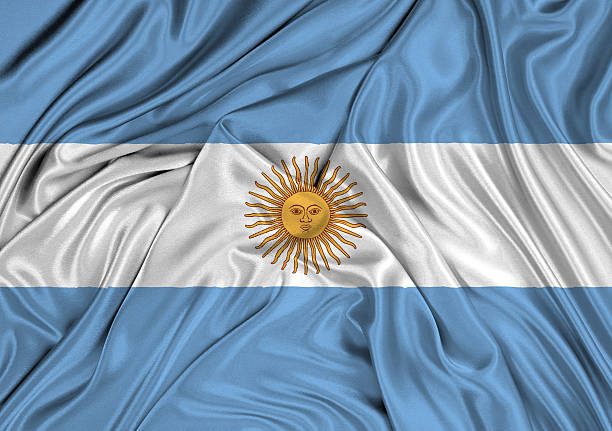 istock Flag of Argentina 3d, silk textured 528483784