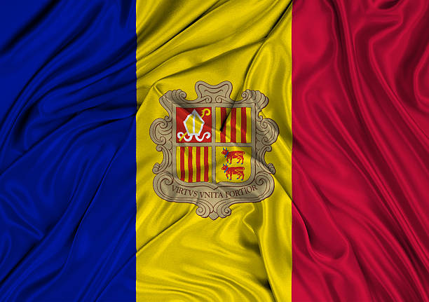 istock Flag Of Andorra 3d, silk textured 528483818
