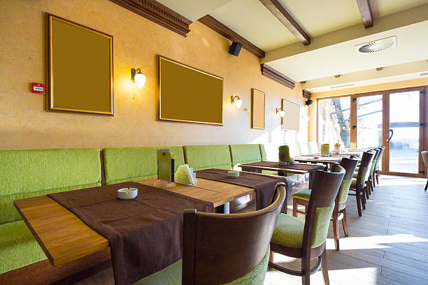 istock Interior of a hotel restaurant in the morning, sunlight 528485426