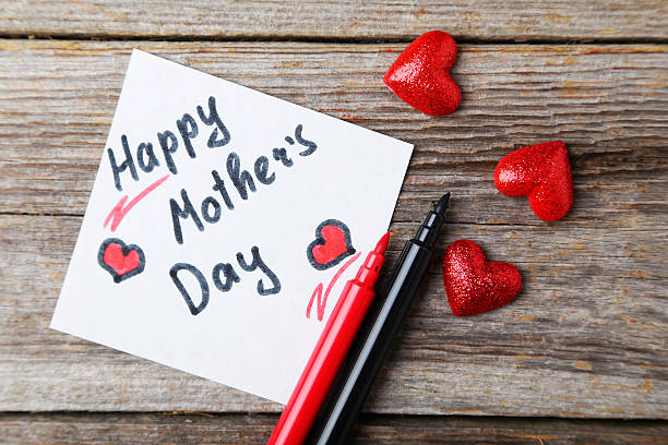 istock Happy mothers day card made by a child 528487204