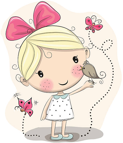 ilustrações de stock, clip art, desenhos animados e ícones de menina e pássaro - butterfly single flower vector illustration and painting