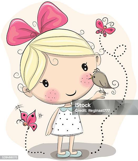 Girl And Bird Stock Illustration - Download Image Now - Art, Art And Craft, Baby - Human Age