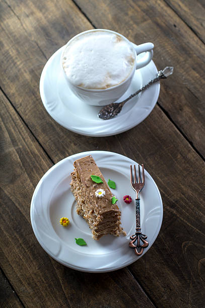 chocolate cake  with a cup of coffee