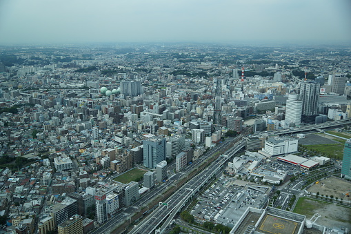 It is a photograph in the sky of Yokohama.