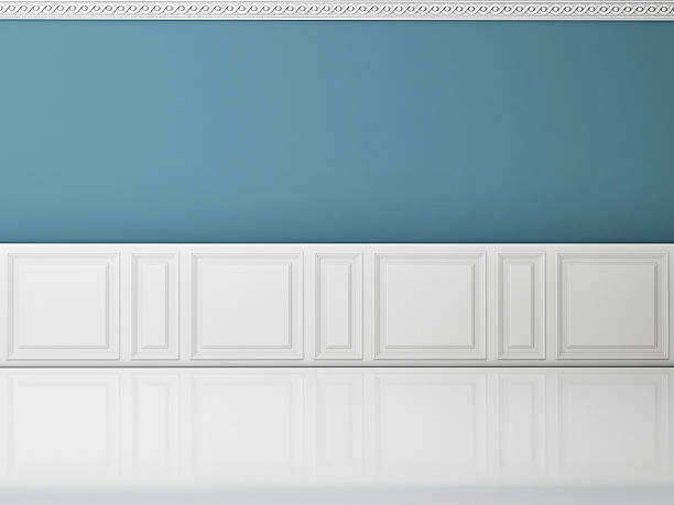 istock Blue wall in a classic style and reflection white floor 528493661