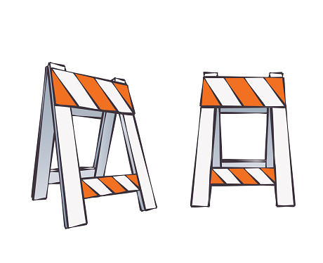 Vector Color Cartoon Illustration Of Road Barrier For Traffic and Transportation Concepts, Prints Or Under Construction Web Page