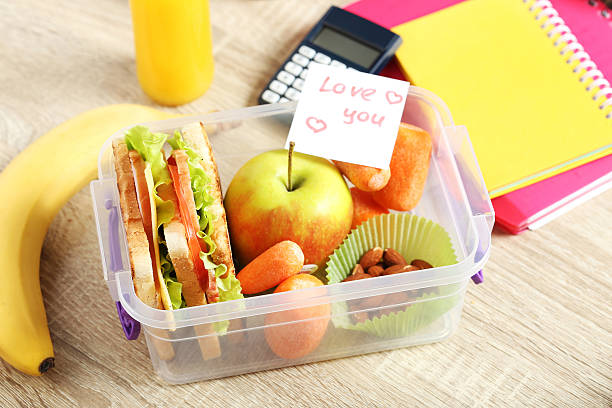 istock Tasty and fresh sandwiches on a brown table 528494310