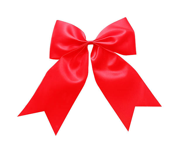 istock Red satin Ribbon bow Isolated on white 528494417
