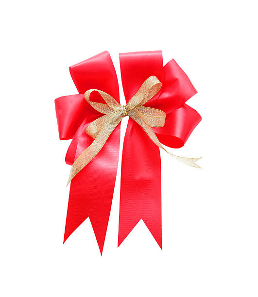 istock Beautiful red satin gift bow, isolated on white 528494425