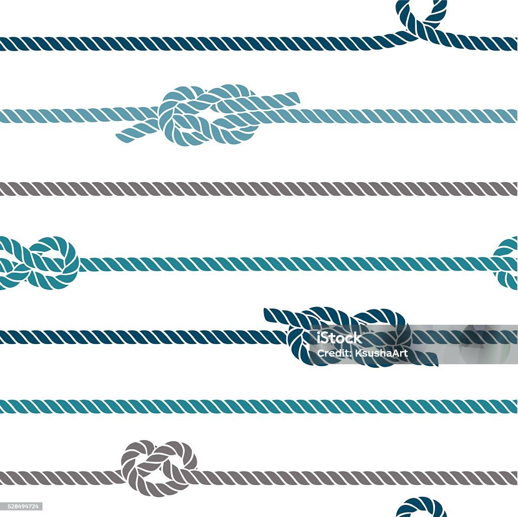 Seamless marine pattern, knots and rope Rope stock vector