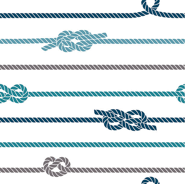 Seamless marine pattern, knots and rope Seamless marine pattern, knots and rope string illustrations stock illustrations