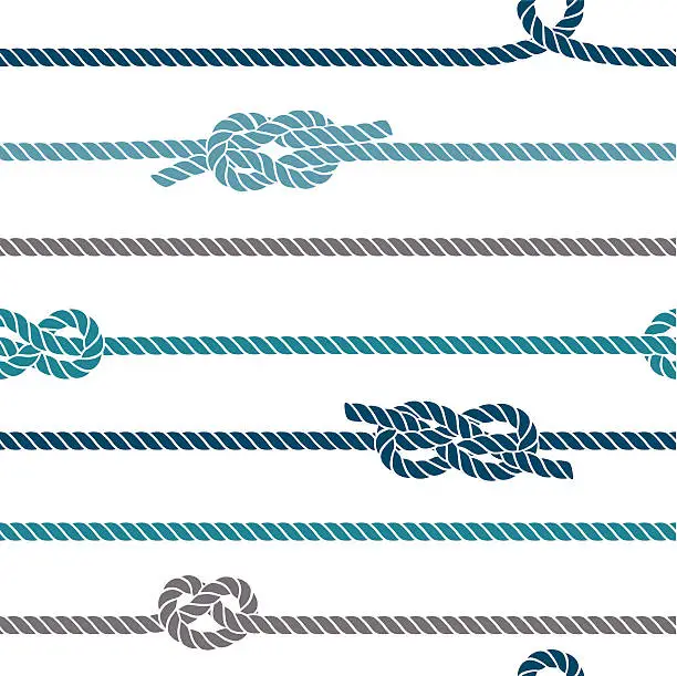 Vector illustration of Seamless marine pattern, knots and rope