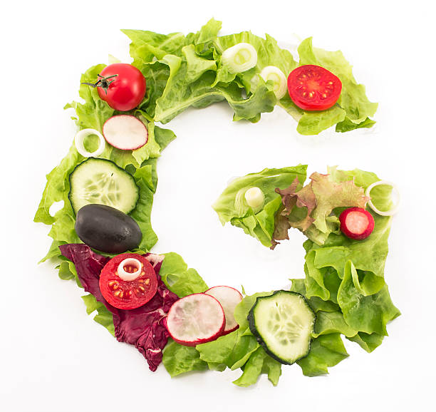 Letter G made of salad
