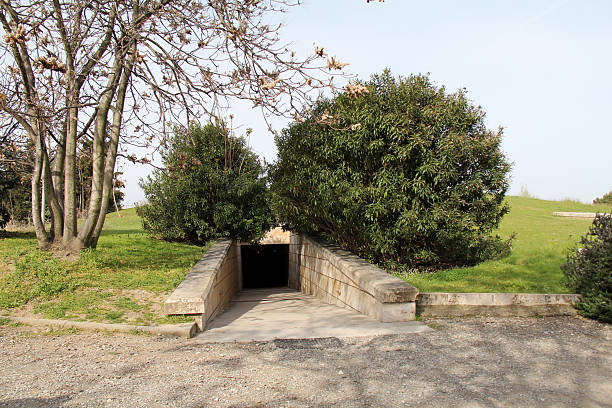 Entrance to the Museum of Aigai stock photo