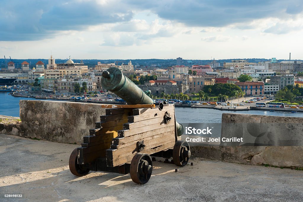 Fort of Saint Charles in Havana, Cuba View from Fortaleza de San Carlos de la Cabaña (Fort of Saint Charles), an 18th-century fortress complex and the third-largest in the Americas. It is located on the elevated eastern side of the harbor entrance in Havana, Cuba. Cuba Stock Photo