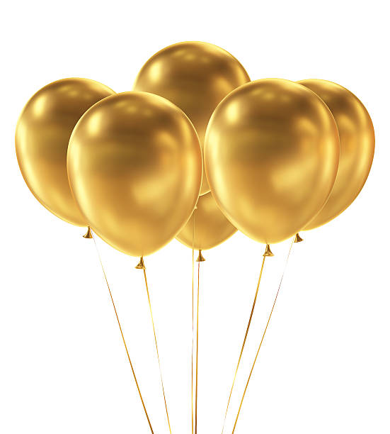 istock Golden Balloons isolated on White Background 528498459