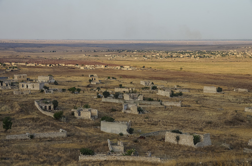 Ruins of Agdam city in Nagorno Karabakh Republic. Azerbaijan - Armenia war result