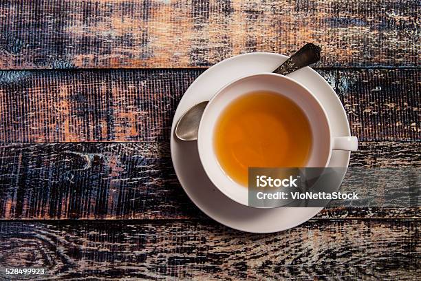 Cup Of Tea On Wooden Background Stock Photo - Download Image Now - Above, Anise, Backgrounds