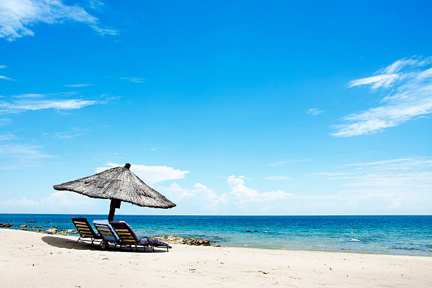 istock Umbrella on the Beach on a Sunny Day, Chintheche Beach, Lake Malawi 528500099