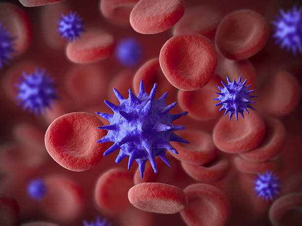 istock erythrocytes and virus cells, 3d illustration 528500603