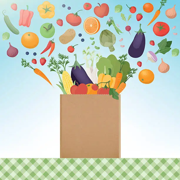 Vector illustration of Healthy eating and grocery