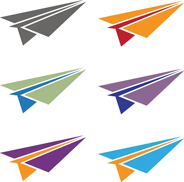 Vector illustration of vector set illustration of colorful paper planes
