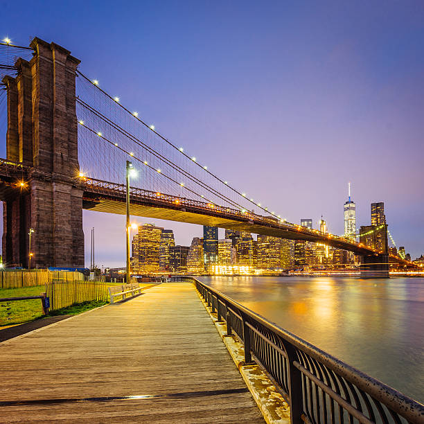Brooklyn Bridge and Manhattan at sunset