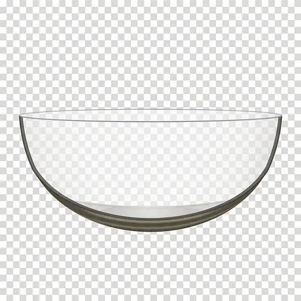 Vector illustration of transparent glass bowl