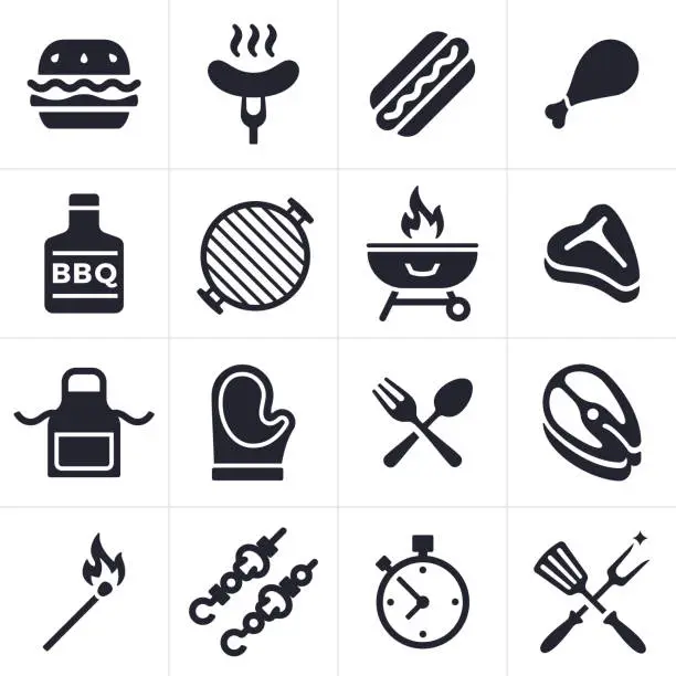 Vector illustration of Grilling Icons and Symbols