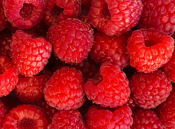 istock Fresh raspberries background closeup photo 528504394