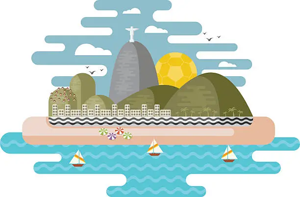 Vector illustration of Rio de Janeiro, Brazil.
