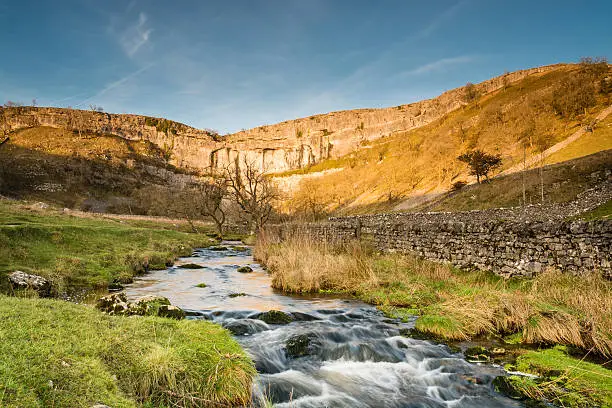Malham Cove in Malhamdale is a popular tourist attraction of the Yorkshire Dales National Park