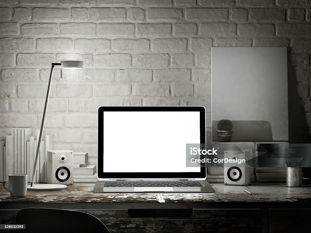 Laptop in der Nacht, mock up Hintergrund - Lizenzfrei Ausrüstung und Geräte Stock-Foto