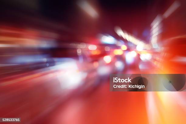 Road In Winter Night Traffic Jams Snow City Stock Photo - Download Image Now - Car, City, City Street