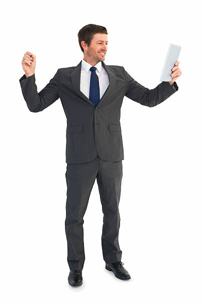 istock Businessman holding page and tablet 528534201